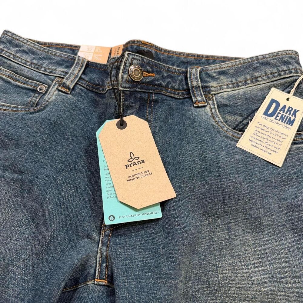 prAna Axiom Straight Leg Denim Jeans Antique Stone Wash Men's 32X30 NWT!
